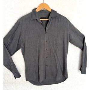 Size 41/16 Prada Mens solid dark gray Button-Up Dress Shirt Slim Fit